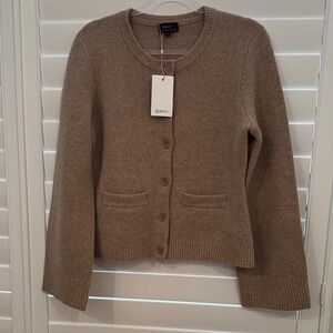 Quince Mongolian Cashmere Structured Cardigan Oatmeal